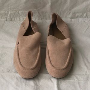 Blush faux suede ballet flats